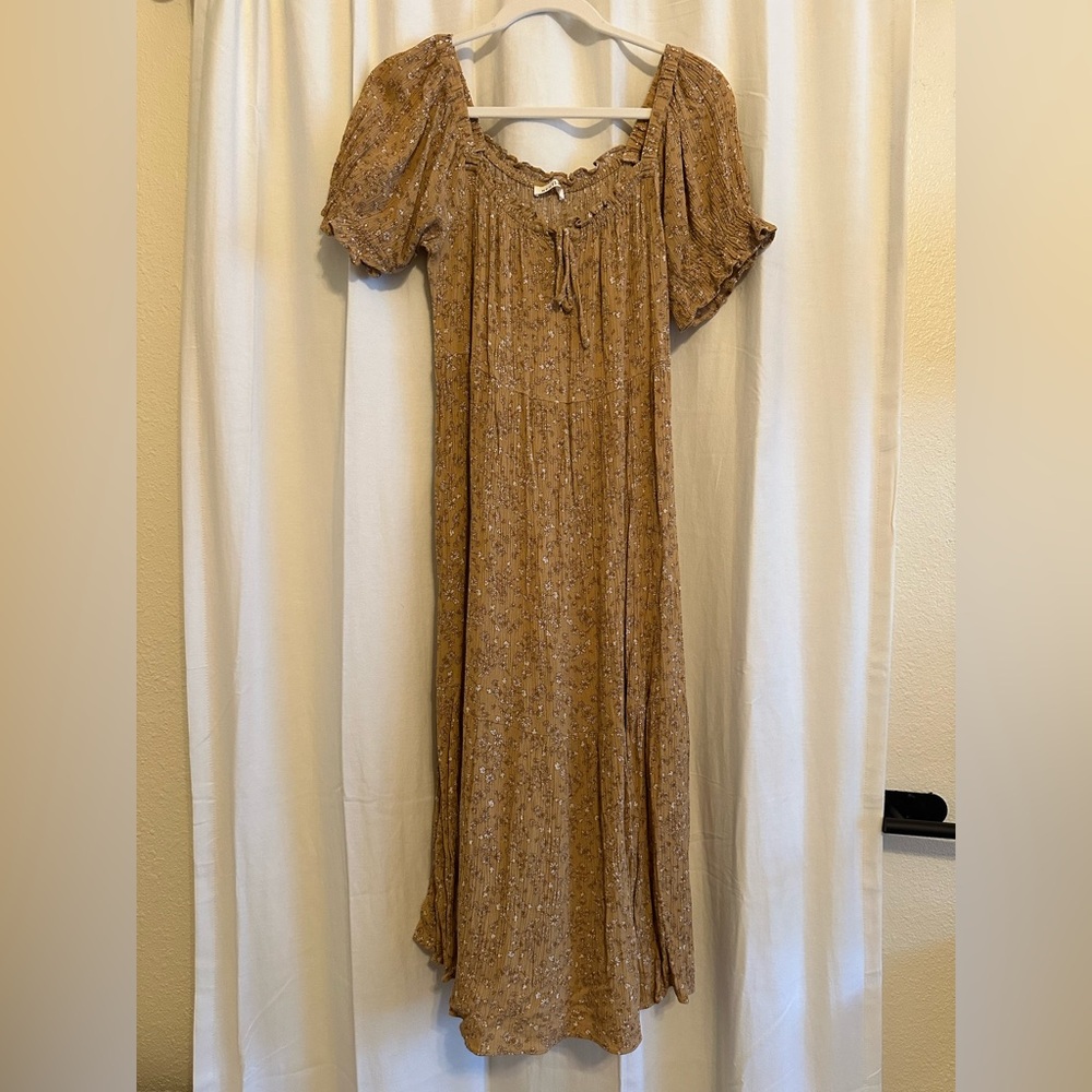 Neuflora Mustard Yellow Floral Dress: Size M